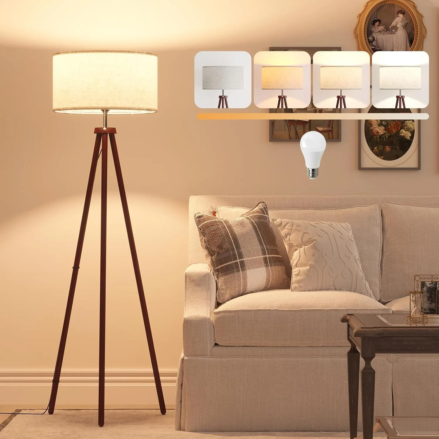 LiteHistory Wood Tripod Floor Lamps