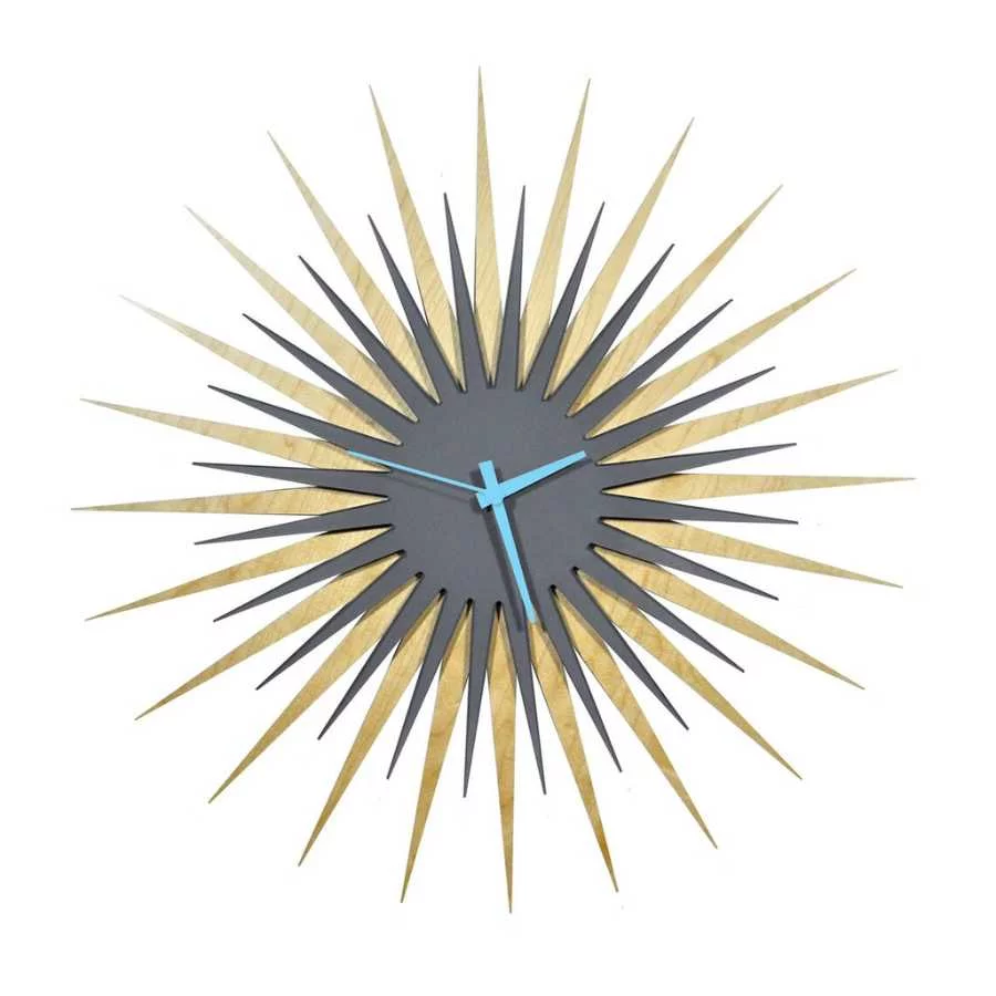 Maple & Gray Atomic Era Clock